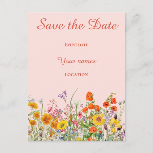 Lebhafte Wildblumen Postkarte (Vorderseite)