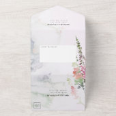 Lebhafte Wildblumen rosa violett gelb All In One Einladung (Außenbereich)