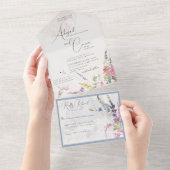 Lebhafte Wildblumen rosa violett gelb All In One Einladung (Abreißen)