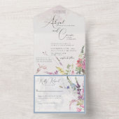 Lebhafte Wildblumen rosa violett gelb All In One Einladung (Innen Boden)