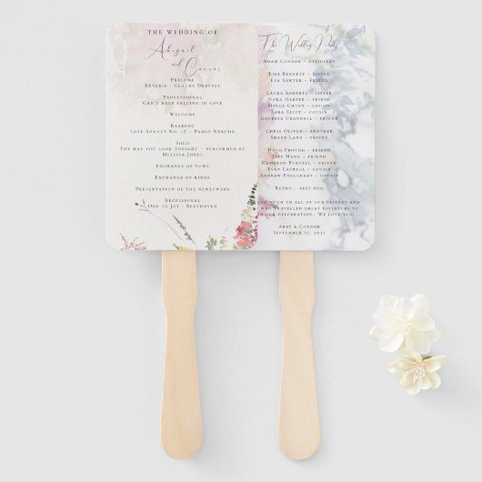 Lebhafte Wildblumen Rosa Violett-Gelb-Programm Fächer (Vorne und Hinten)