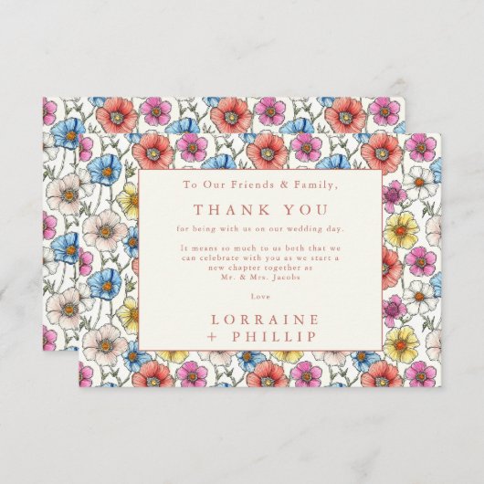 Lebhafte wilde Blume - nahtlose Trauung Dankeskarte (Vorne/Hinten)