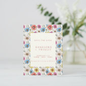 Lebhafte wilde Blume - nahtlose Trauung Save The Date (Stehend Vorderseite)