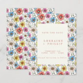 Lebhafte wilde Blume - nahtlose Trauung Save The Date (Vorne/Hinten)