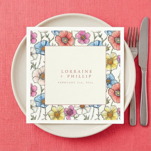 Lebhafte wilde Blume Serviette