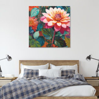 Lebhafte Wildgarten mit feinem rosa Gerbera Leinwanddruck