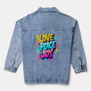 Lebhafte Worte: Liebe, Frieden und Freude Jeansjacke
