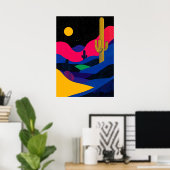 Lebhafte Wüstenlandschaft bei Nacht Poster (Heimbüro)