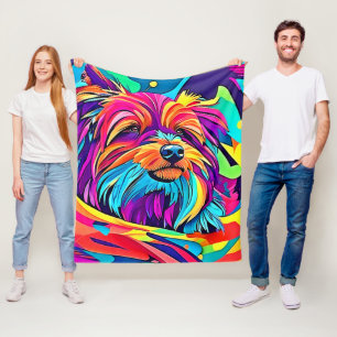 Lebhafte Yorkie Pop Art Fleecedecke