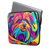 Lebhafte Yorkie Pop Art Laptopschutzhülle (Vorderseite Links)