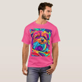 Lebhafte Yorkie Pop Art T-Shirt (Vorne ganz)