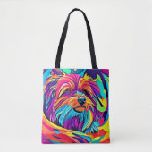 Lebhafte Yorkie Pop Art Tasche (Vorderseite)
