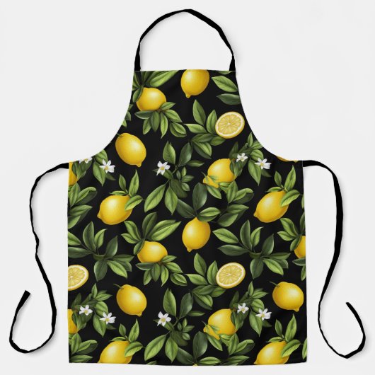 Lebhafte Zitronen im schwarzen Hintergrund Schürze (Vorderseite)