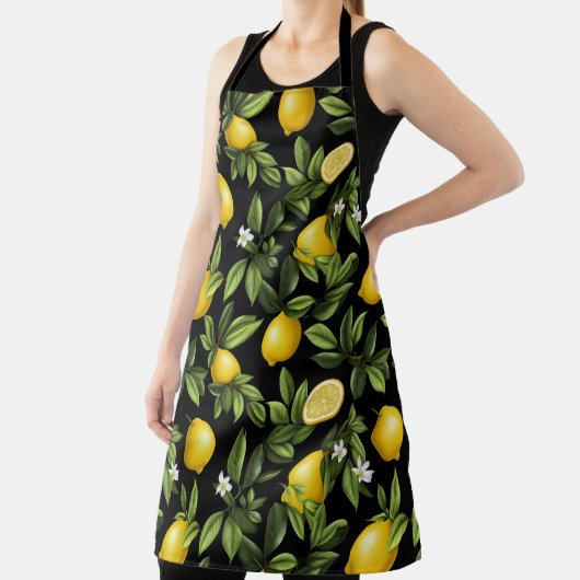 Lebhafte Zitronen im schwarzen Hintergrund Schürze (InSitu)