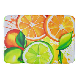 Lebhafte Zitrusfrüchte Splash Art Badematte