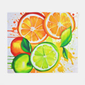 Lebhafte Zitrusfrüchte Splash Art Fleecedecke (Vorderseite (Horizontal))