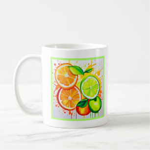 Lebhafte Zitrusfrüchte Splash Art Kaffeetasse