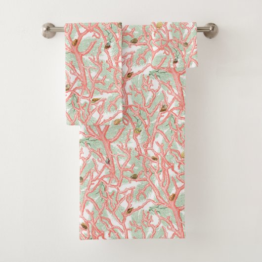 Lebhafte Zweige der Meereskorallen mit Muscheln Badhandtuch Set (Insitu)