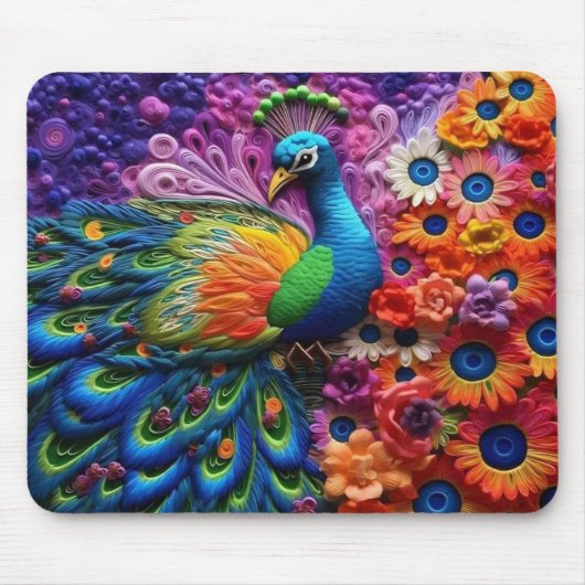 Lebhafter 3D-Peacock Mousepad (Vorne)