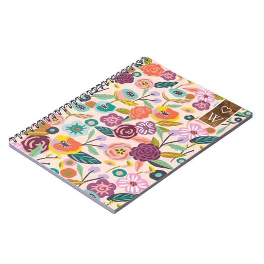 Lebhafter Abstrakter Blumengarten & Blattbotanisch Notizblock (Linke Seite)