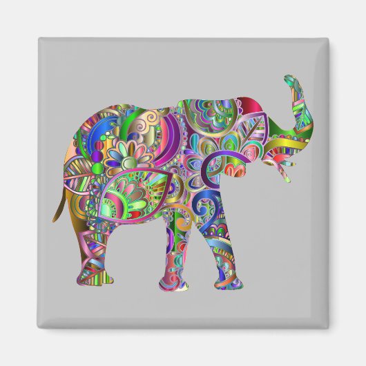 Lebhafter Abstrakter Elefant Magnet (Vorne)