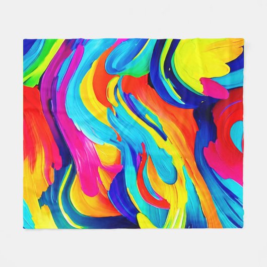 Lebhafter Abstrakter Farbfluss Fleecedecke (Vorderseite (Horizontal))