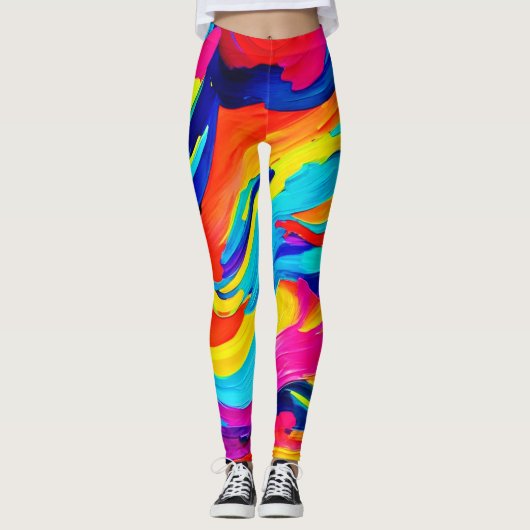 Lebhafter Abstrakter Farbfluss Leggings (Vorderseite)