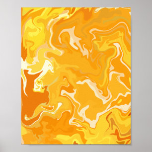Lebhafter Abstrakter Fluss in Orange Poster