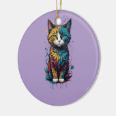 Lebhafter abstrakter Katzenkunst-T - Shirt - perfe Keramik Ornament (Links)