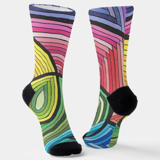 Lebhafter Abstrakter Regenbogenwirbel mit geschlif Socken (Gewinkelt)
