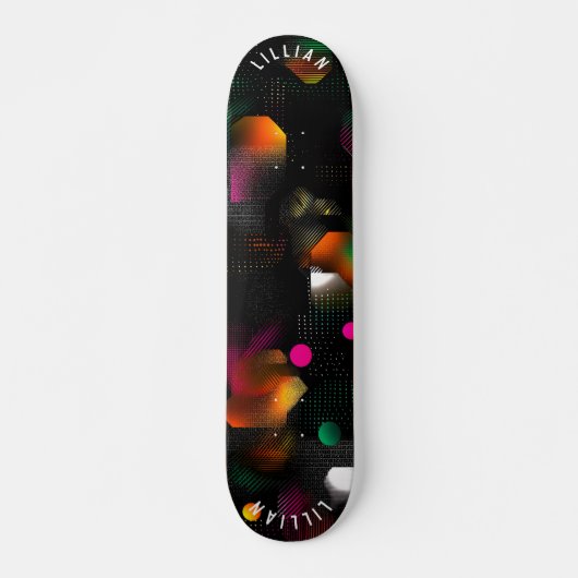 Lebhafter Abstrakter Skate Deck mit Neon und Halft Skateboard (Vorne)