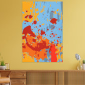 Lebhafter Abstrakter Summer Blue-Orange Paint Spri Leinwanddruck (Insitu (Wohnzimmer))