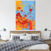 Lebhafter Abstrakter Summer Blue-Orange Paint Spri Leinwanddruck (Insitu (Schlafzimmer))