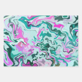 Lebhafter Abstrakter Swirl mit Rosa und Grün Geschenkpapier Set (Vorderseite)