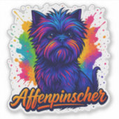 Lebhafter Affenpinscher Pop Kunstmuseum Monte San Aufkleber (Vorderseite)