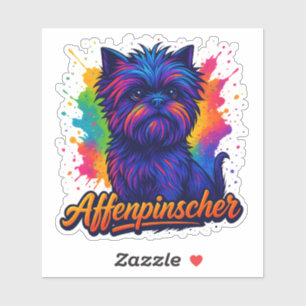 Lebhafter Affenpinscher Pop Kunstmuseum Monte San  Aufkleber