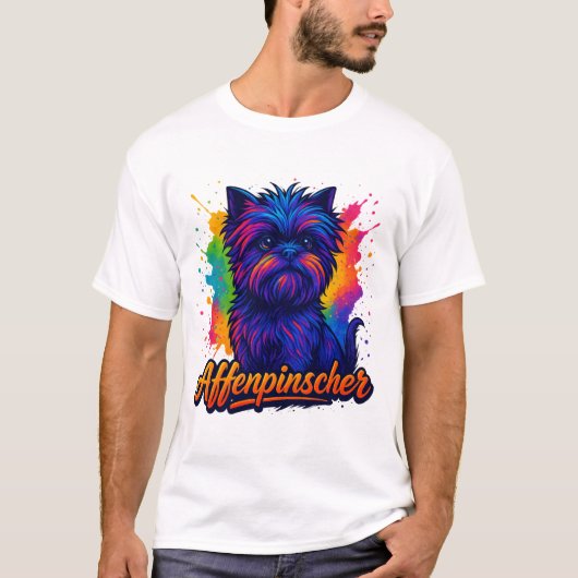 Lebhafter Affenpinscher Pop Kunstmuseum Monte San T-Shirt (Vorderseite)