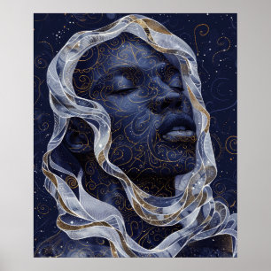 Lebhafter Afrikanischer Amerikaner in komplizierte Poster