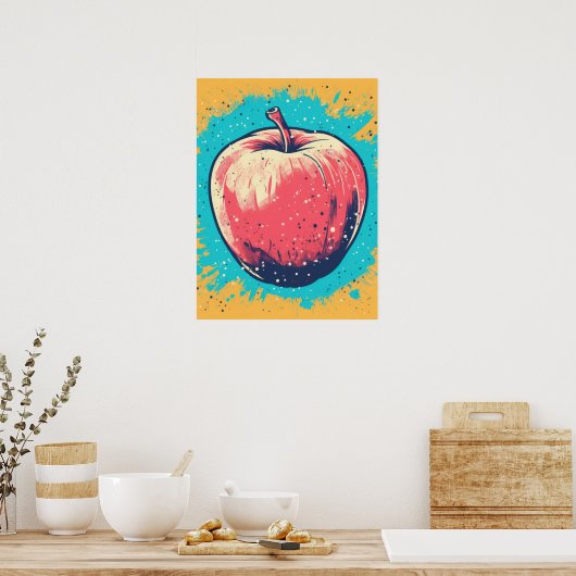 Lebhafter Apple Splash Poster (Küche)