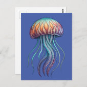 Lebhafter Aqua Sea Jelly Fish Postkarte (Vorne/Hinten)