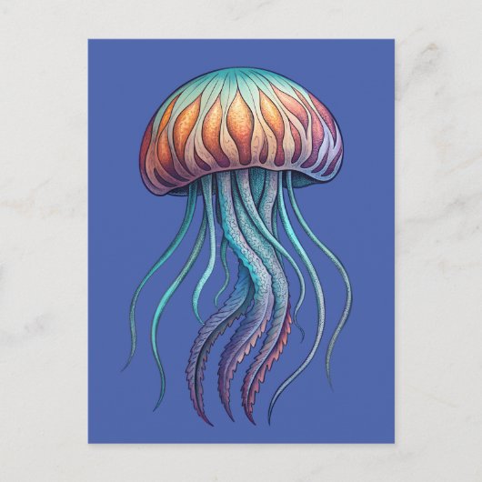 Lebhafter Aqua Sea Jelly Fish Postkarte (Vorderseite)