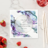 Lebhafter Aquamariner Indigo Abstrakter Aquarellfa Serviette (Beispiel)