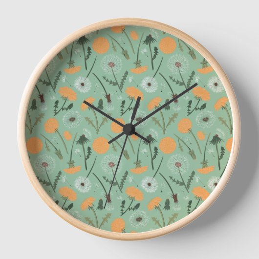 Lebhafter Aquamariner Orange Dandelion Botanischer Uhr (Vorderseite)
