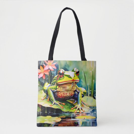 Lebhafter Aquarellfrosch Tasche (Vorderseite)