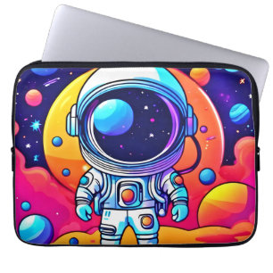 Lebhafter Astronaut in kosmischer Kunst Laptopschutzhülle