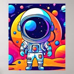 Lebhafter Astronaut in kosmischer Kunst Poster