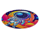 Lebhafter Astronaut in kosmischer Kunst Schneidebrett (Ecke)