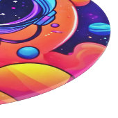 Lebhafter Astronaut in kosmischer Kunst Schneidebrett (Ecke)