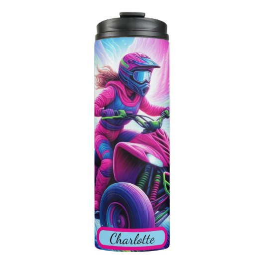 Lebhafter ATV: Psychedelischer Off-Road-Thrill Thermosbecher (Vorderseite)