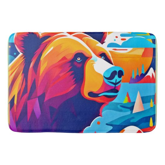 Lebhafter Bär, Moonlit-Szene Badematte (Vorderseite)